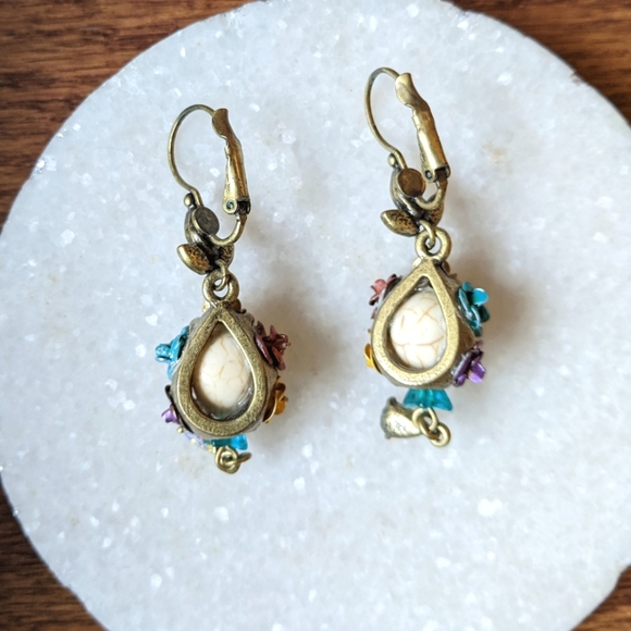 Sugar Skull Flower Sparkly Dangle Earrings - Picture 9 of 9